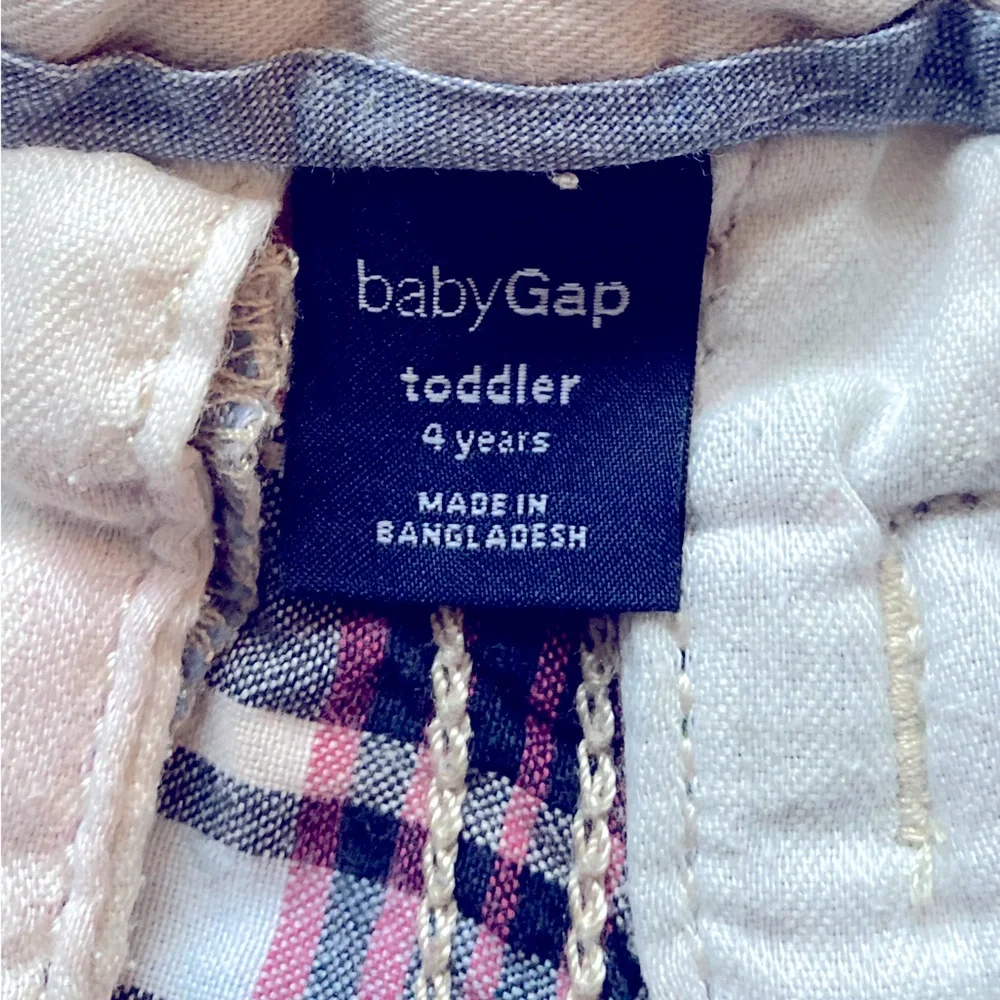 GAP Boys Madras Patchwork Shorts Size 4 Plaid‎ Preppy Cotton Adjustable